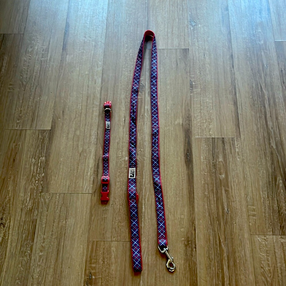 Barely used RC Pets plaid dog leash and collar